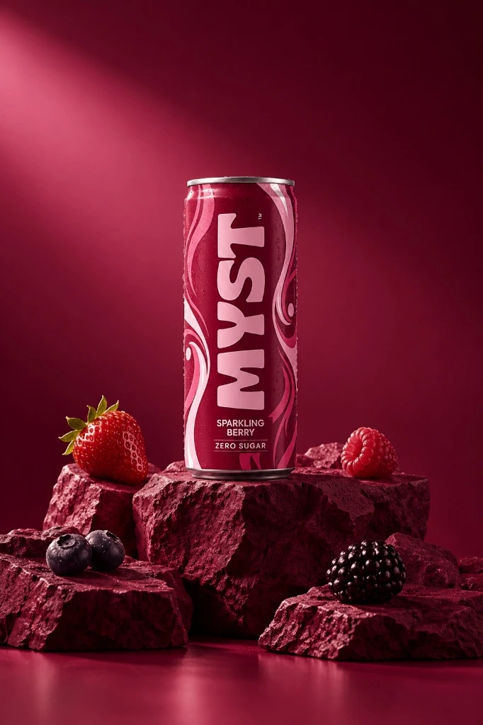 Myst Wild Berry Can on Rocks